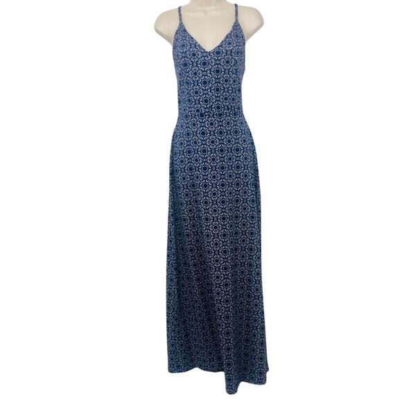 NWT Market & Spruce Blue Geometric Medallion Print Maxi Dress with Strappy Back - Picture 15 of 16